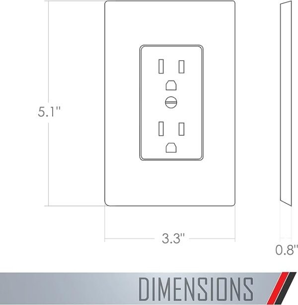 TayMac MW2500W Single-Gang Wallplate Non-Metallic Decorator Cover One Grounded Duplex, White Smooth(Pack of 5)